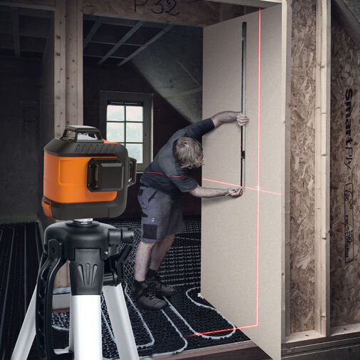 10053 • Laserová nivelačná súprava - max. 15 m - 3D / 360 ° - s akumulátorom, s okuliarmi, konzolou
