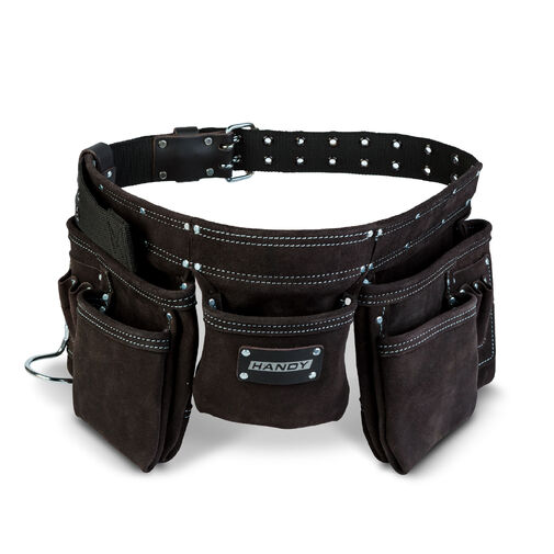 10260B • Profesionálny kožený opasok na náradie – 7 vreciek, 1 držiak na kladivo, 4 držiaky na ceruzky