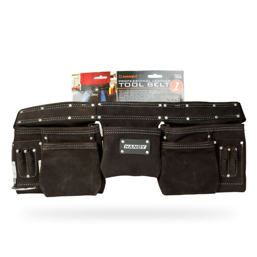 10260B • Profesionálny kožený opasok na náradie – 7 vreciek, 1 držiak na kladivo, 4 držiaky na ceruzky