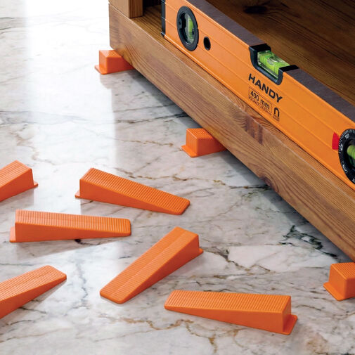 10633 • Plastic leveling wedge set - 1–15 mm - oranžová - 100 pcs / pack