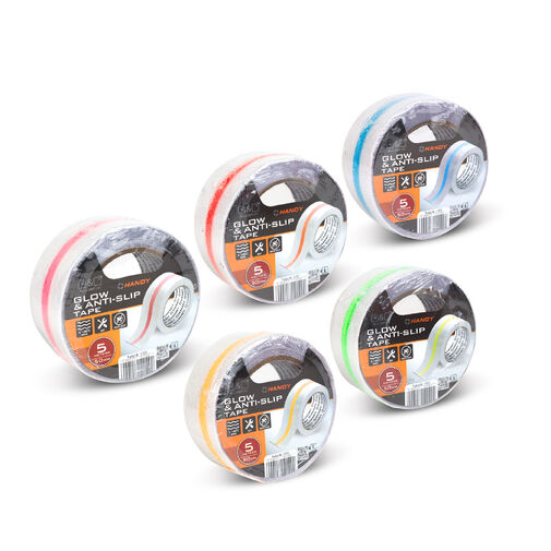 11075 • Protišmyková lepiaca páska – s fosforeskujúcim značkovacím pruhom – 5 m x 50 mm – 5 druhov
