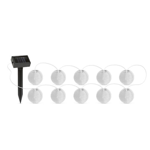11227 • Reťaz zo solárnych lampiónov - 10 ks bielych lampiónov, studená biela LED - 2,5 m