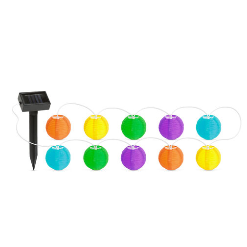 11227B • Reťaz zo solárnych lampiónov - 10 ks farebných lampiónov, studená biela LED - 3,7 m