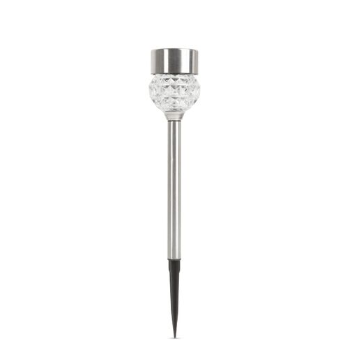 11254 • LED solárna lampa - zapichovateľná - leštený kov + sklo - 270 mm