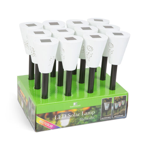 11261 • LED solárna lampa - studená biela / RGB - biela - plast