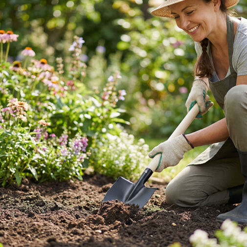 11295A • Záhradné náradie - rýľ - 50 cm - s drevenou rukoväťou