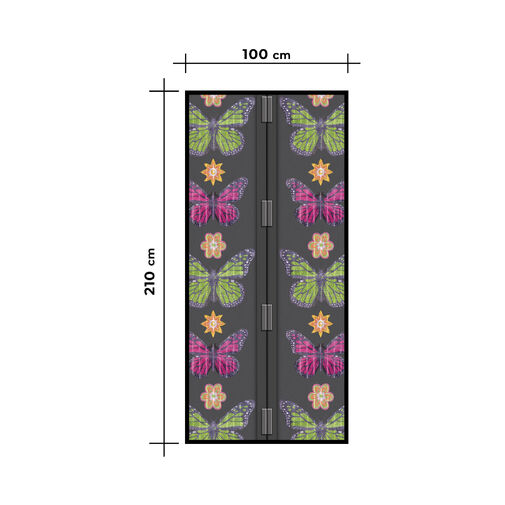 11398P • Sieťka proti hmyzu na dvere - magnetická - 100 x 210 cm - kvet, motýľ