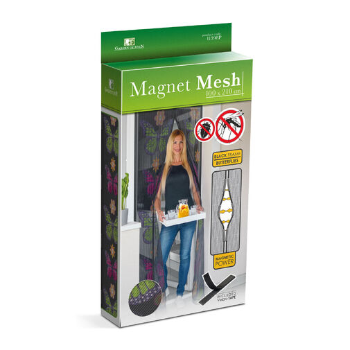 11398P • Sieťka proti hmyzu na dvere - magnetická - 100 x 210 cm - kvet, motýľ