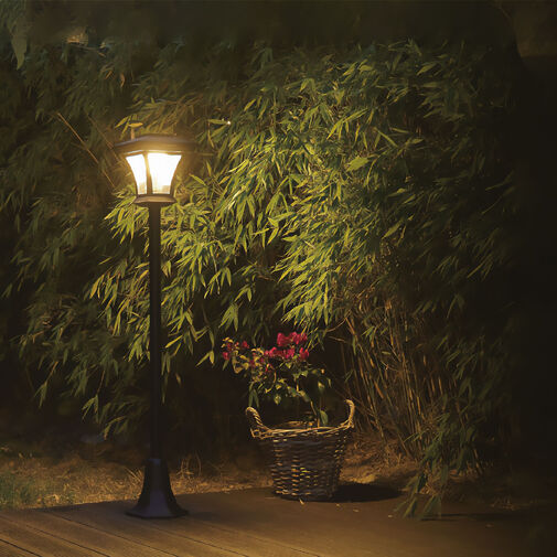 11404 • LED solárna lampa – lampáš/kandeláber – 120 cm – 10 LED – čierna – teplá biela