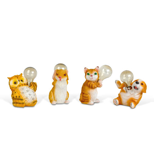 11418 • Solárne zvieracie figúrky – 4 druhy – 5× teplá biela LED – 15 cm