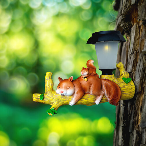 11421 • LED solárna zvieracia figúrka – veverička – na zavesenie – teplá biela LED – 25 x 6 x 19 cm