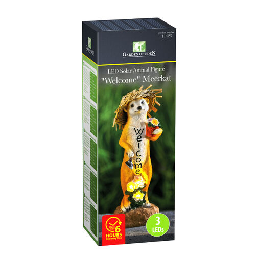 11423 • LED solárna zvieracia figúrka – „Welcome“ surikata – teplá biela LED – 30 cm