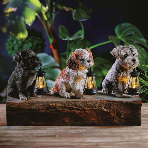 11430B • Solárne zvieracie figúrky – 3 druhy psov – 1× teplá biela LED – 14 cm