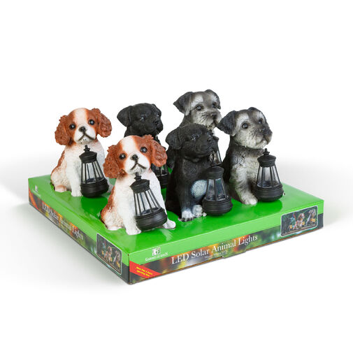 11430B • Solárne zvieracie figúrky – 3 druhy psov – 1× teplá biela LED – 14 cm