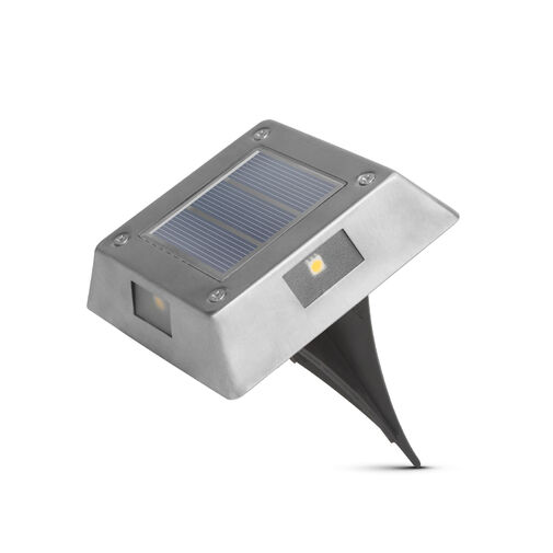 11440D • LED solárna lampa zapichovacia / nástenná - štvorec, kov - studená biela - 10 x 10 x 2,5 (+11) cm