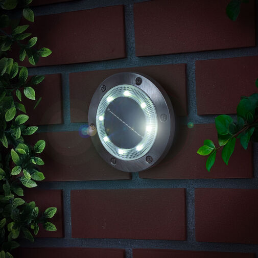 11440F • LED solárne zapichovacie / nástenné svietidlo - okrúhle - SMD LED - studená biela - 12 cm