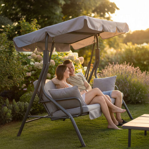 11492B • Záhradná hojdačka - 170 x 110 x 153 cm - sivá