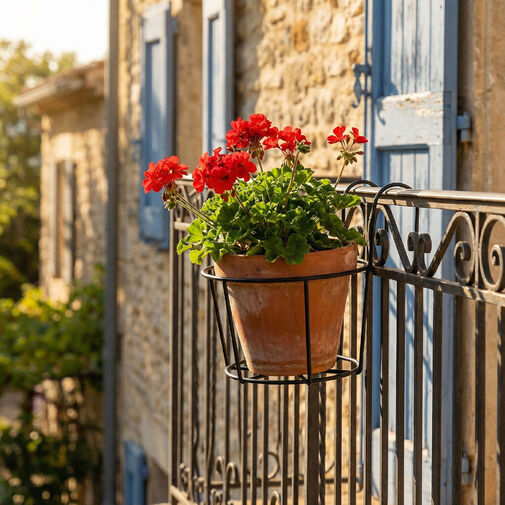 11564B • Kovový kôš na zavesenie na balkónové zábradlie – na upevnenie kvetináčov – 18 cm – čierny