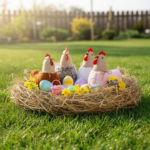 11569 • Textilná dekorácia - sliepočka - 21 x 18 x 11 cm - 4 druhy