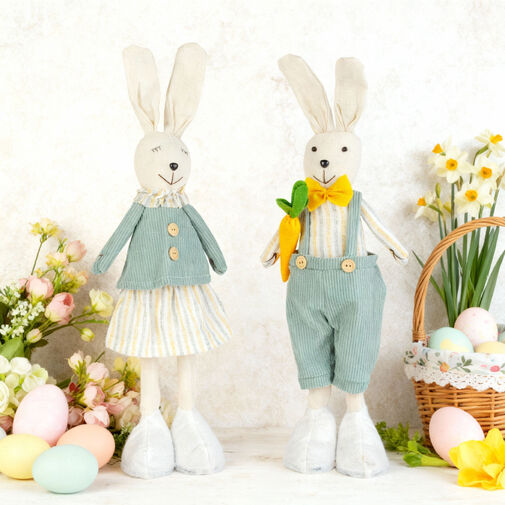 11580 • Textilná dekorácia - zajačik - 50 x 17 x 8 cm - 2 druhy