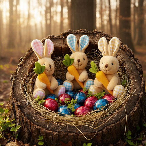 11582 • Textilná dekorácia - zajačik - 15 cm - 3 druhy