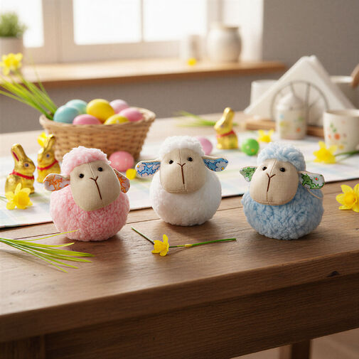 11584 • Textilná dekorácia - baránok - 9 cm - 3 druhy