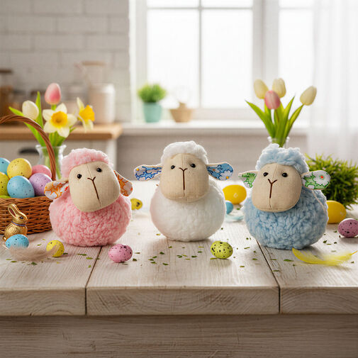 11584 • Textilná dekorácia - baránok - 9 cm - 3 druhy