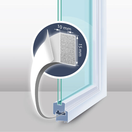 11595WH-15 • Samolepiaca penová izolácia na okno a dvere - 5 m - biela 15 mm