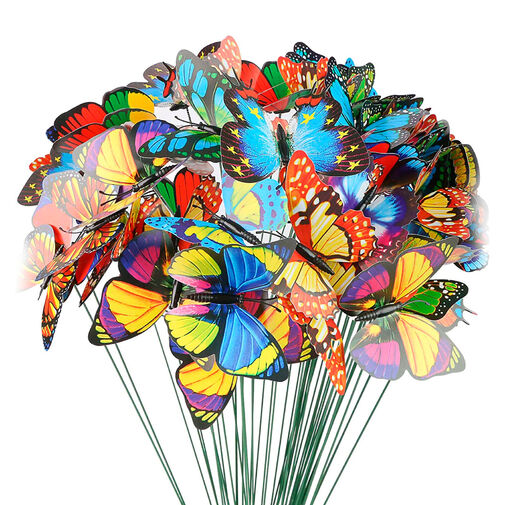 11699 • Zapichovací dekoračný motýľ - viac druhov - 29 cm - plast
