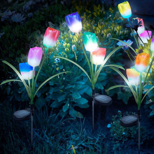 11721 • Zapichovací solárny kvet - RGB LED - 70 cm - 2 ks / balenie