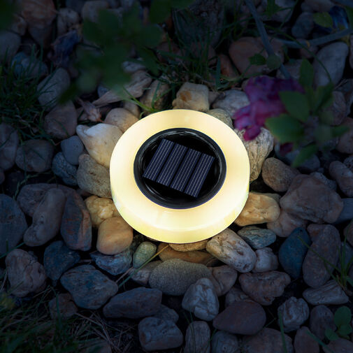 11766B • LED zapichovacia solárna lampa - kruh - teplé biele LED - 105 x 128 mm
