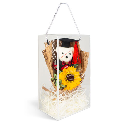 11972 • Umelá rastlinná dekorácia - slnečnica s medvedíkom - 26 x 10,5 x 14 cm