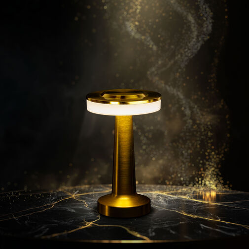 12500A • Stolová lampa - zlatá farba - nastaviteľná farebná teplota, jas - akumulátorová - USB