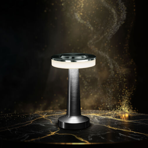 12500B • Stolová lampa - strieborná farba - nastaviteľná farebná teplota, jas - akumulátorová - USB