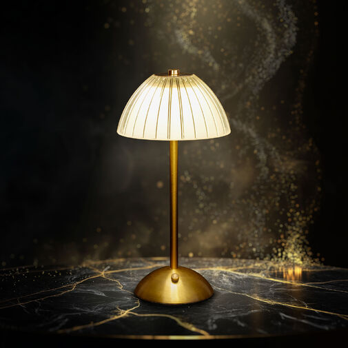 12501 • Stolová lampa - zlatá farba - nastaviteľná farebná teplota, jas - akumulátorová - USB