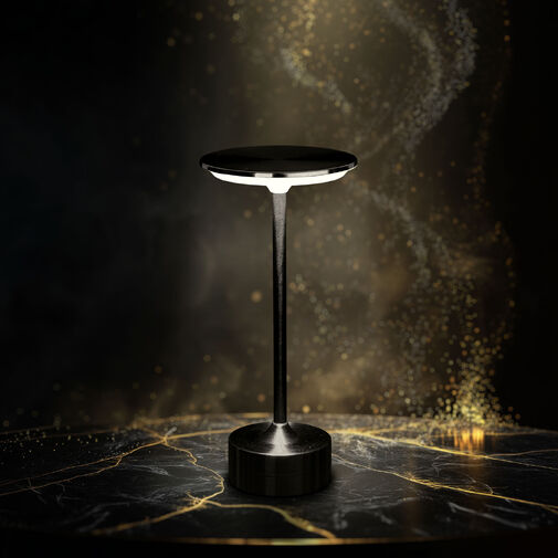 12502B • Stolová lampa - čierny kov - nastaviteľná farebná teplota, jas - akumulátorová - USB