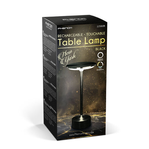12502B • Stolová lampa - čierny kov - nastaviteľná farebná teplota, jas - akumulátorová - USB
