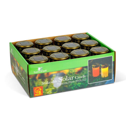 13001 • Zapichovacia solárna sviečka – blikajúca teplá biela LED – 7,3 x 20,5 cm – červená / biela