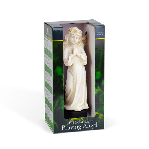 13002A • Solárny anjelik – modliaci sa – 1 teplá biela LED – živica – 49 x 11 x 6,5 cm