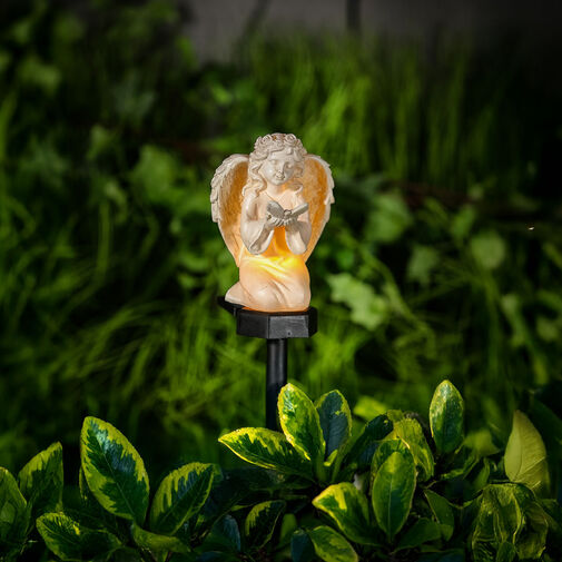 13002B • Solárny anjelik – s motýľ – 1 teplá biela LED – živica – 42 x 11 x 6,5 cm