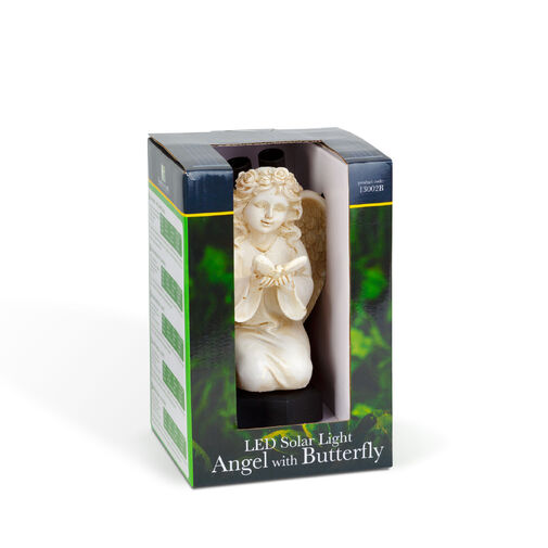 13002B • Solárny anjelik – s motýľ – 1 teplá biela LED – živica – 42 x 11 x 6,5 cm