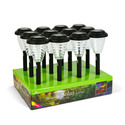 13004 • Zapichovacia solárna lampa – RGB LED – 9 x 36 cm – meniace farbu