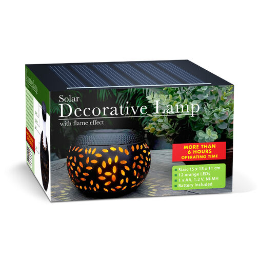 13010 • Solárna dekoračná lampa – s efektom plameňa – 12 žltých LED – 15 x 15 x 11 cm