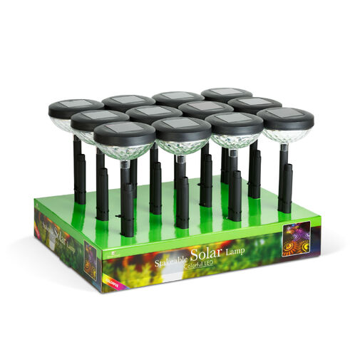 13015 • Zapichovacia solárna lampa – 1 + 1 teplá biela / RGB SMD LED – čierna – 53 x 11,4 cm