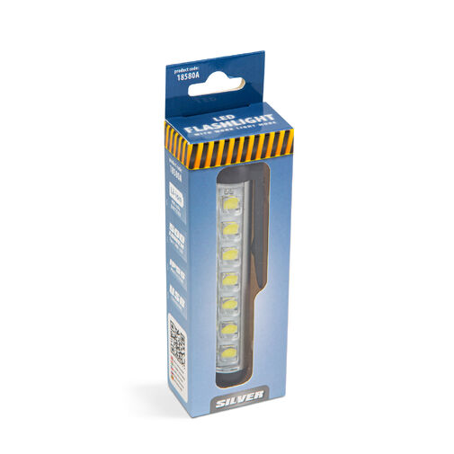 18580A • LED baterka - režim pracovnej lampy - 400 mAh akumulátor - XPE + SMD LED - 500 lm - IP55 - strieborn