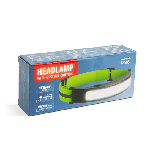 18583 • Čelovka s ovládaním gestami - červená/biela COB LED - 800 mAh akumulátor - IP54