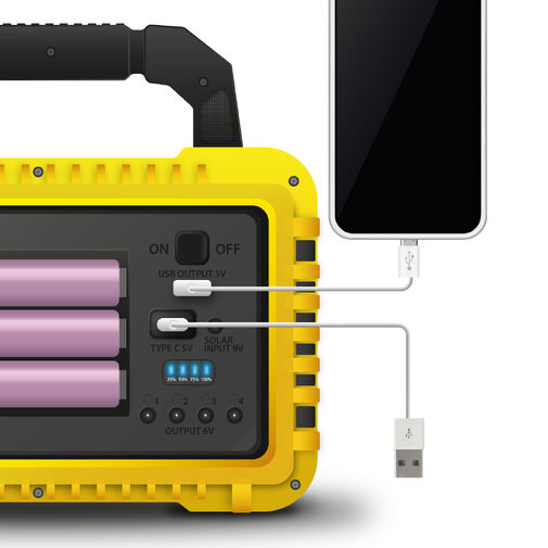 18584 • Multifunkčná ručná lampa - solárny panel, USB-C - 6 režimov svietenia, 8 LED, 3600 mAh