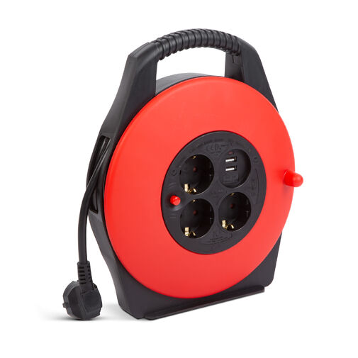 20239 • Káblový bubon s plastovým držiakom - 3 x 1,5 mm² - 2 x USB - 10 m