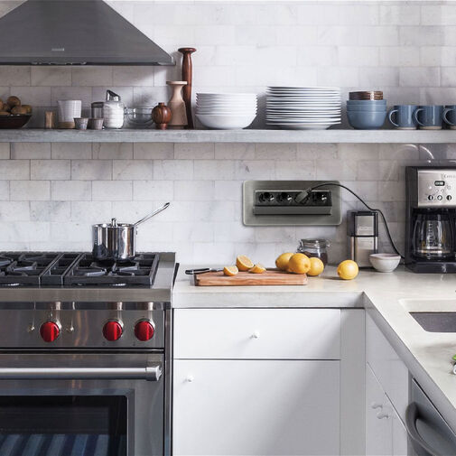 20446B • Skrytá zásuvka – 4-násobná – Výklopné prevedenie – brúsený povrch