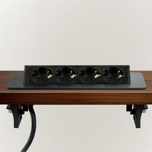 20446BK • Skrytá zásuvka – 4-násobná – Výklopné prevedenie – čierna